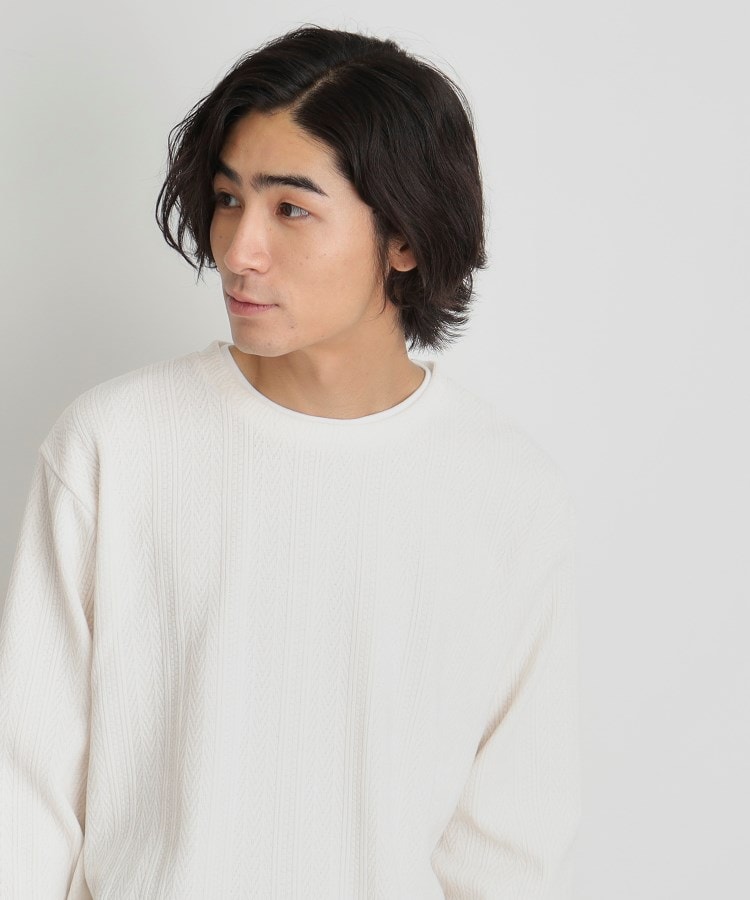 ザ ショップ ティーケー（メンズ）(THE SHOP TK(Men))のシェニールケーブルプルオーバー オフホワイト(003)