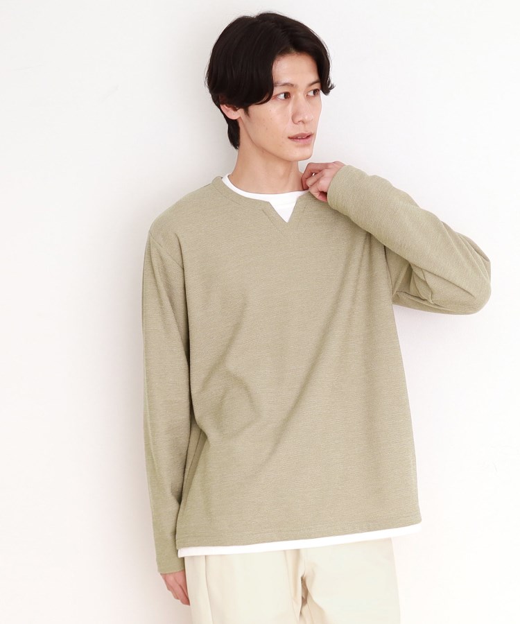 ザ ショップ ティーケー（メンズ）(THE SHOP TK(Men))のモスフリースキーネックプルオーバー ベージュ(052)