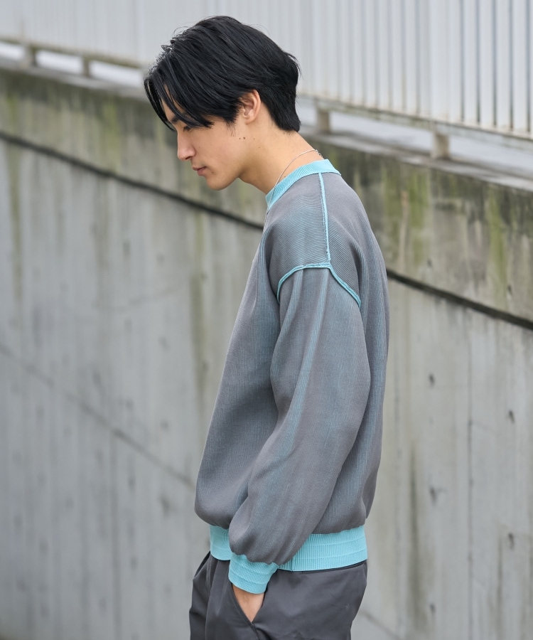 ザ ショップ ティーケー（メンズ）(THE SHOP TK(Men))の【裏表2WAY／軽量/ユニセックスでおすすめ】リバーシブル畦ニット43