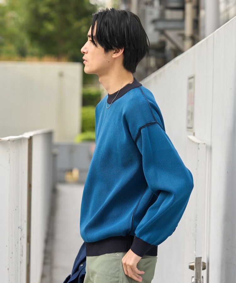 ザ ショップ ティーケー（メンズ）(THE SHOP TK(Men))の【裏表2WAY／軽量】リバーシブル畦ニット50