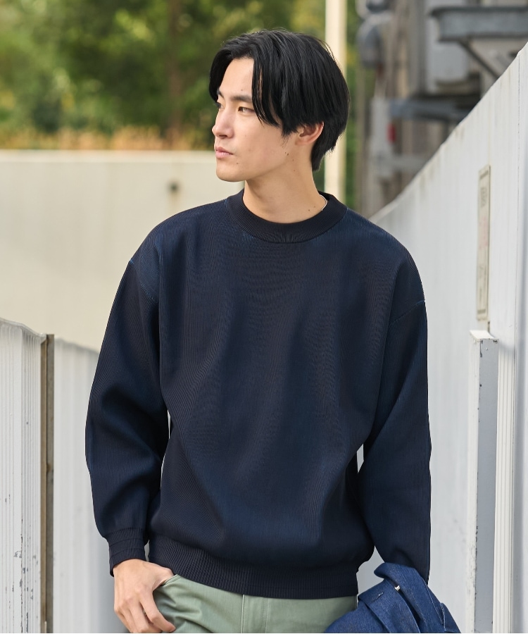 ザ ショップ ティーケー（メンズ）(THE SHOP TK(Men))の【裏表2WAY／軽量/ユニセックスでおすすめ】リバーシブル畦ニット46