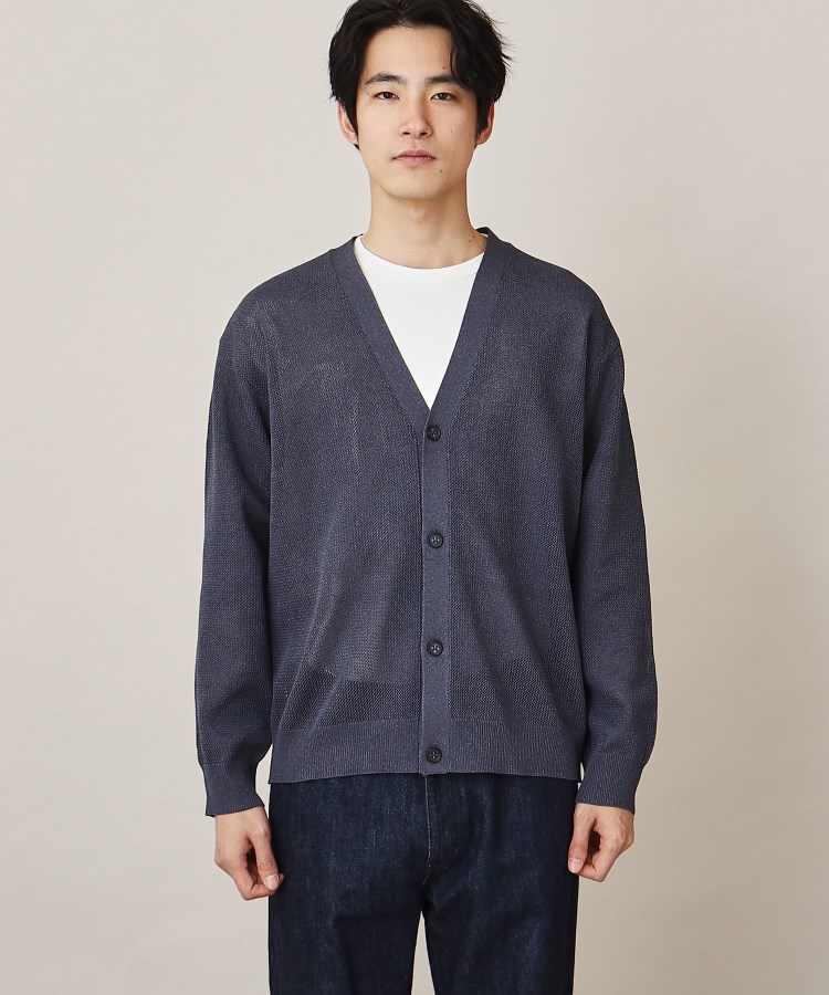 ザ ショップ ティーケー（メンズ）(THE SHOP TK(Men))のデニムライクポリニットカーディガン1