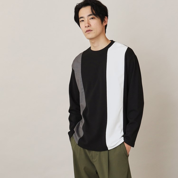 ザ ショップ ティーケー（メンズ）(THE SHOP TK(Men))のポンチストライプ切替ロングTシャツ カットソー