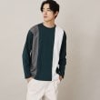 ザ ショップ ティーケー（メンズ）(THE SHOP TK(Men))のポンチストライプ切替ロングTシャツ グリーン(322)