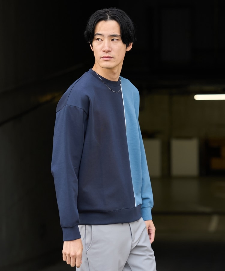 ザ ショップ ティーケー（メンズ）(THE SHOP TK(Men))の【ハリコシのあるキレイめ素材/ストレッチ】ダンボールパネルプルオーバー29