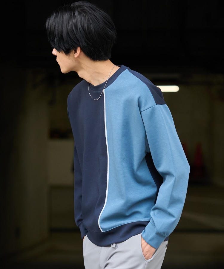 ザ ショップ ティーケー（メンズ）(THE SHOP TK(Men))の【ハリコシのあるキレイめ素材/ストレッチ】ダンボールパネルプルオーバー4