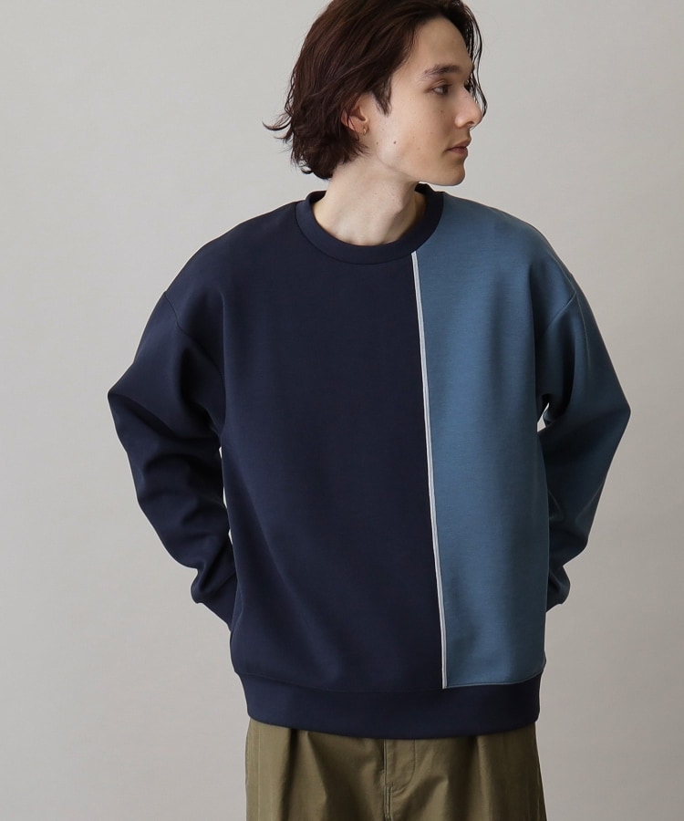 ザ ショップ ティーケー（メンズ）(THE SHOP TK(Men))の【ハリコシのあるキレイめ素材/ストレッチ】ダンボールパネルプルオーバー25