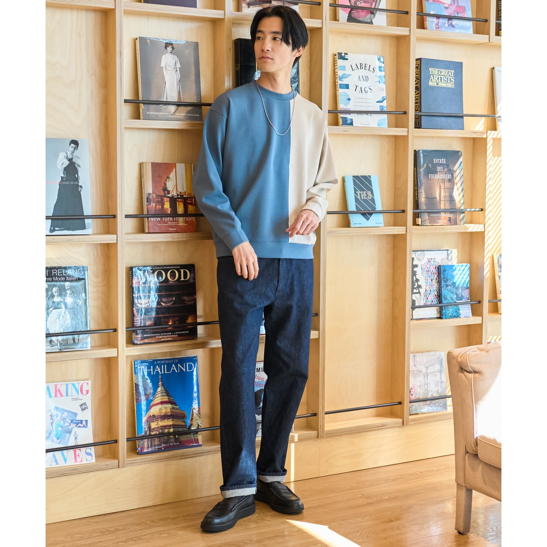 ザ ショップ ティーケー（メンズ）(THE SHOP TK(Men))の【ハリコシのあるキレイめ素材/ストレッチ】ダンボールパネルプルオーバー6