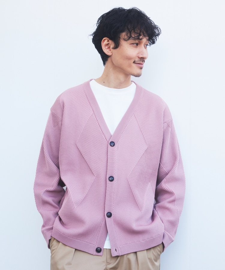 ザ ショップ ティーケー（メンズ）(THE SHOP TK(Men))の【カーディガン+ロンT 2枚セットアイテム】ダイヤパネルアンサンブルカーディガン1