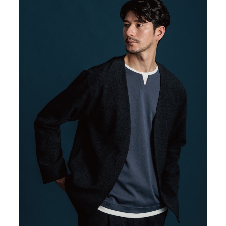 ザ ショップ ティーケー（メンズ）(THE SHOP TK(Men))の【セットアップ可／ドライタッチ】Reflax（R） リネンライクノーカラーカーディガン テーラードジャケット