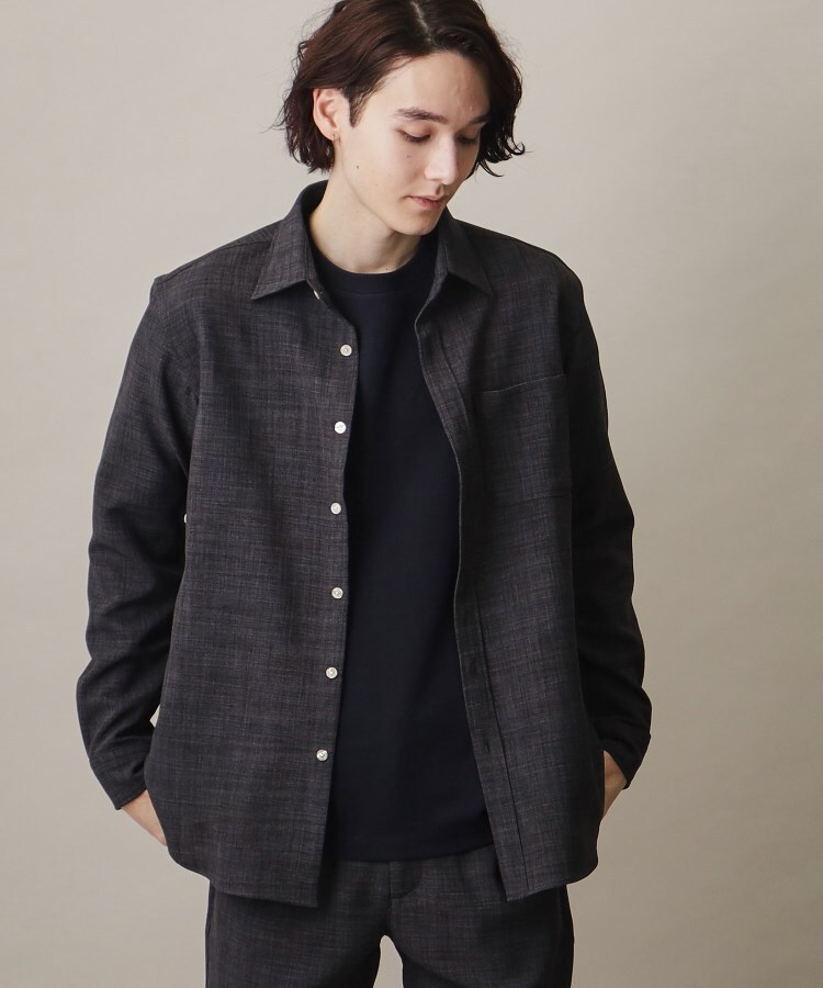 ザ ショップ ティーケー（メンズ）(THE SHOP TK(Men))の【セットアップ可／ドライタッチ】Reflax（R） リネンライクレギュラーシャツ チャコールグレー(014)