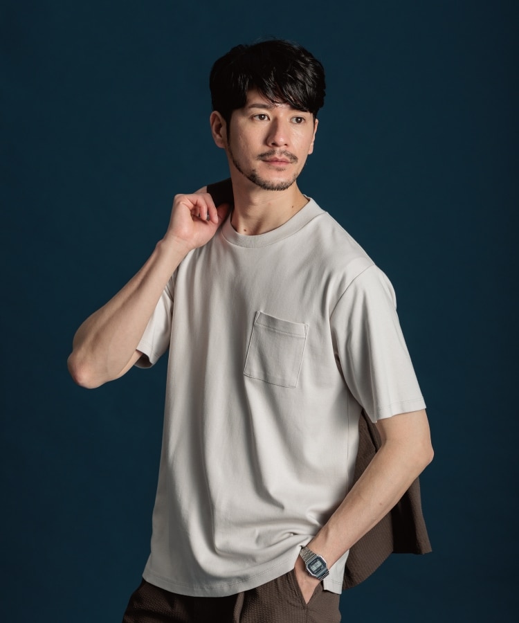 ザ ショップ ティーケー（メンズ）(THE SHOP TK(Men))の【ビジネスシーンにもおすすめ/クールビズ対応】ジャケットTシャツ グレージュ(011)