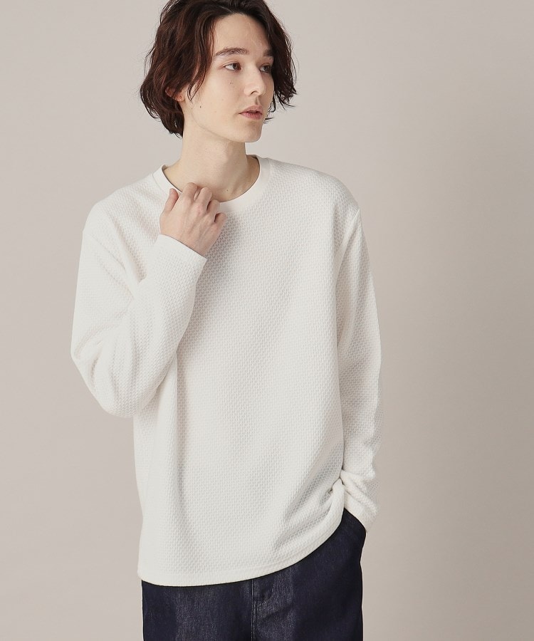 ザ ショップ ティーケー（メンズ）(THE SHOP TK(Men))のビッグワッフルプルオーバー オフホワイト(003)