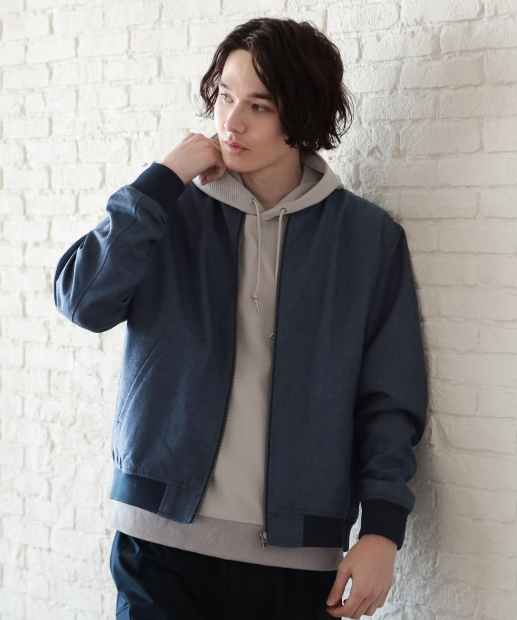 ザ ショップ ティーケー（メンズ）(THE SHOP TK(Men))の【セットアップ可】シャークスキンリブブルゾン ネイビー(094)