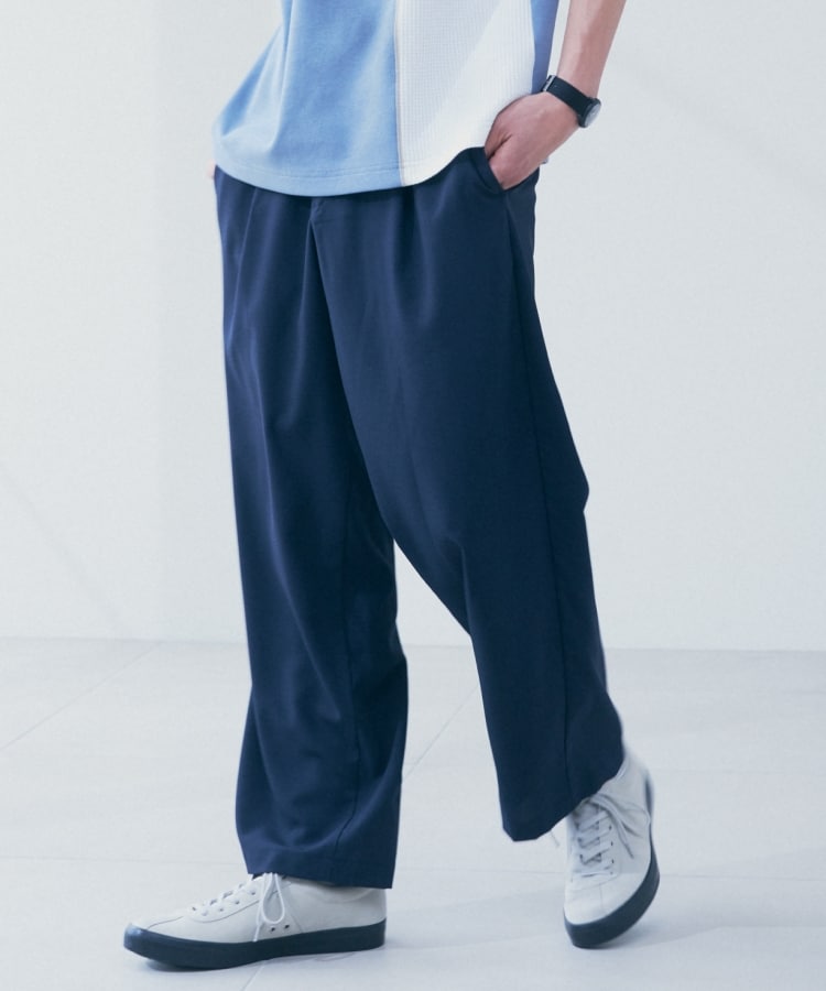 ザ ショップ ティーケー（メンズ）(THE SHOP TK(Men))の【吸水速乾/UVカット/接触冷感】テクリーノワイドイージーパンツ ネイビー(094)