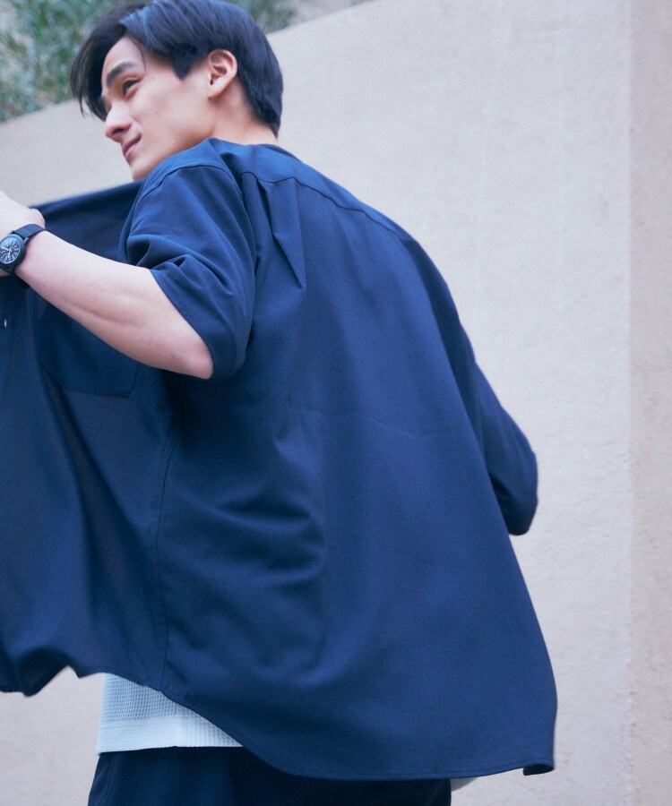 ザ ショップ ティーケー（メンズ）(THE SHOP TK(Men))の【吸水速乾/UVカット/接触冷感】テクリーノバンドカラー半袖シャツ36