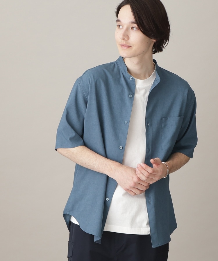 ザ ショップ ティーケー（メンズ）(THE SHOP TK(Men))の【吸水速乾/UVカット/接触冷感】テクリーノバンドカラー半袖シャツ30