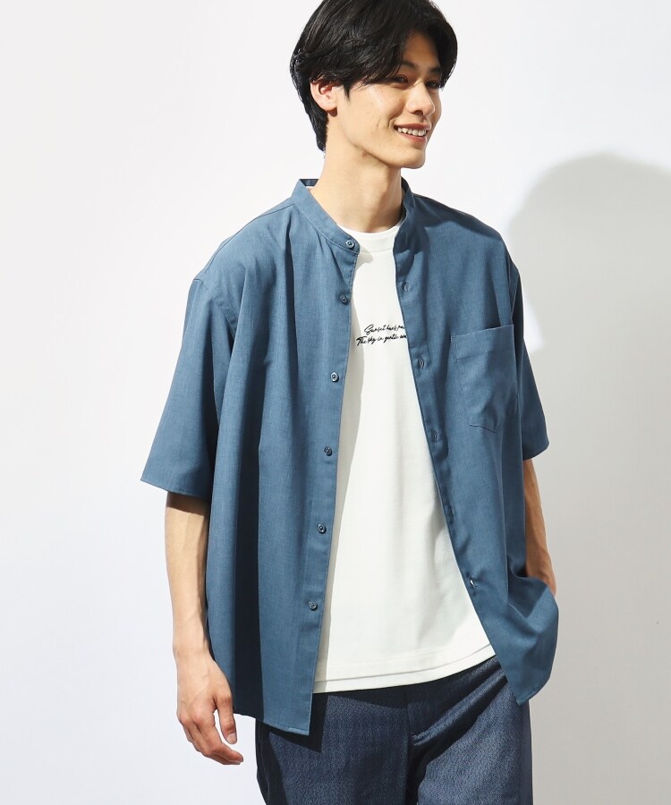 ザ ショップ ティーケー（メンズ）(THE SHOP TK(Men))の【吸水速乾/UVカット/接触冷感】テクリーノバンドカラー半袖シャツ3