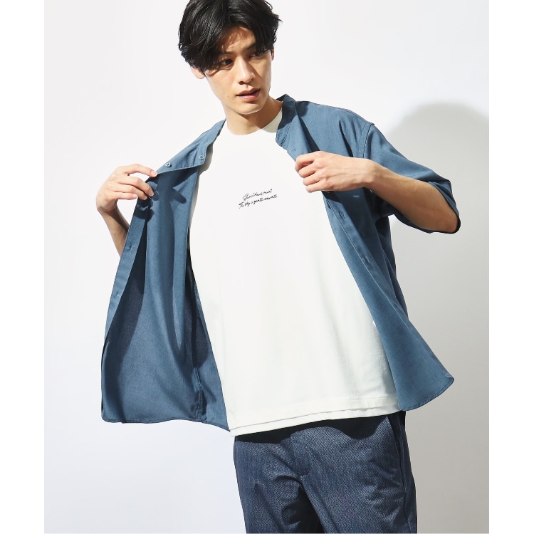 ザ ショップ ティーケー（メンズ）(THE SHOP TK(Men))の【吸水速乾/UVカット/接触冷感】テクリーノバンドカラー半袖シャツ カジュアルシャツ