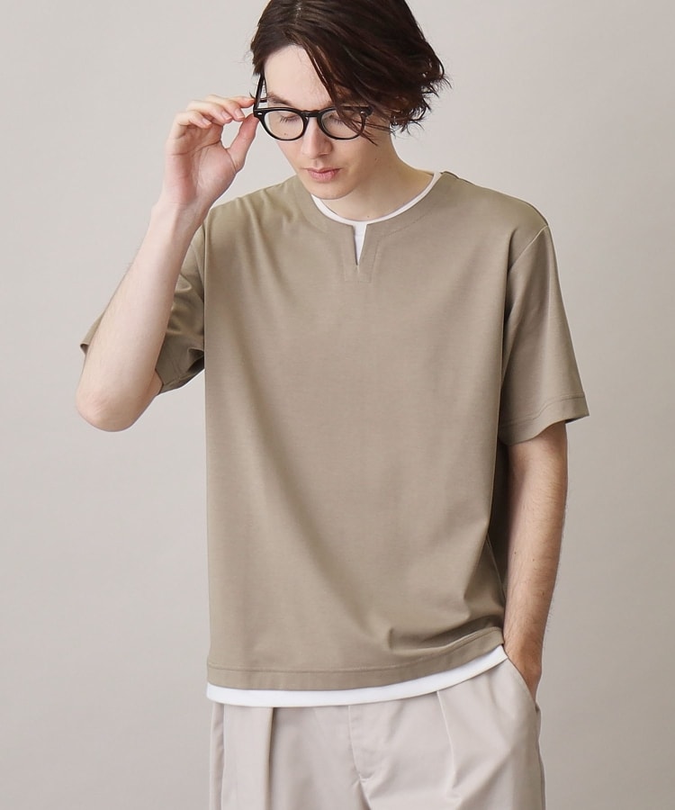 ザ ショップ ティーケー（メンズ）(THE SHOP TK(Men))の【ブランド定番／1枚でコーデが決まる！】ポンチキーネック半袖Tシャツ20