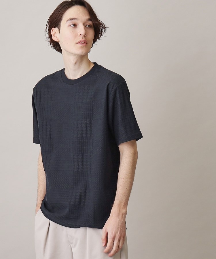 ザ ショップ ティーケー（メンズ）(THE SHOP TK(Men))のリンクスチェック半袖Tシャツ ネイビー(094)