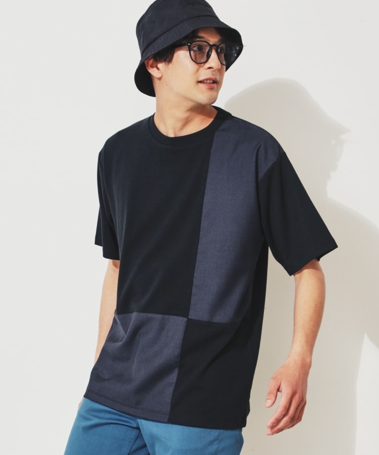 ザ ショップ ティーケー（メンズ）(THE SHOP TK(Men))のパネルアソートTシャツ ブラック(019)