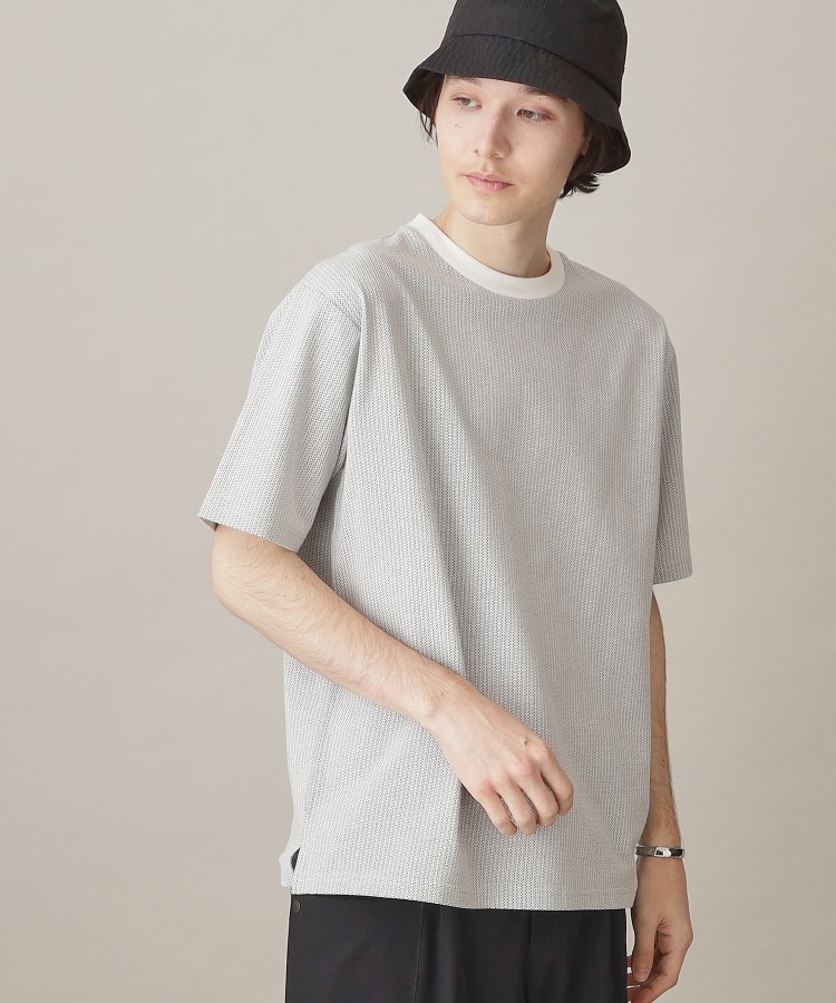 ザ ショップ ティーケー（メンズ）(THE SHOP TK(Men))のカットジャガード半袖Tシャツ オフホワイト(003)