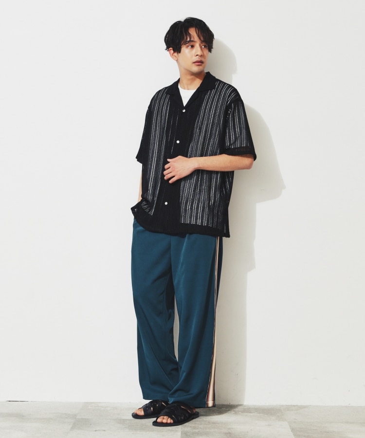 ザ ショップ ティーケー（メンズ）(THE SHOP TK(Men))の【メッシュシャツ＋半袖Tシャツ セットアイテム】レースシアールーズ半袖シャツ3