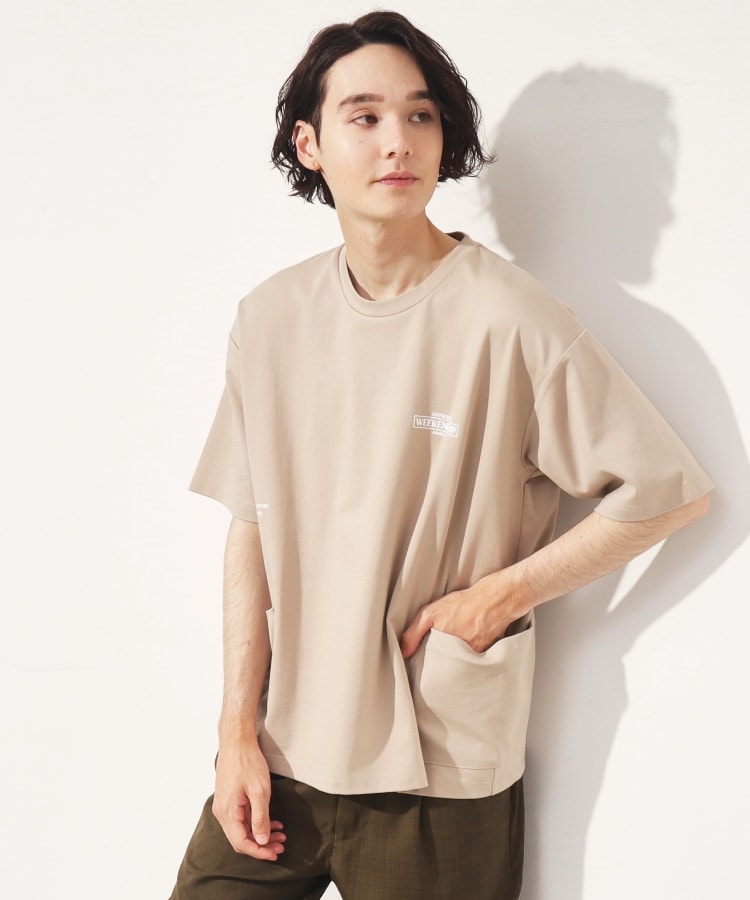 ザ ショップ ティーケー（メンズ）(THE SHOP TK(Men))の【接触冷感】ポンチマルチポケットTシャツ ベージュ(052)