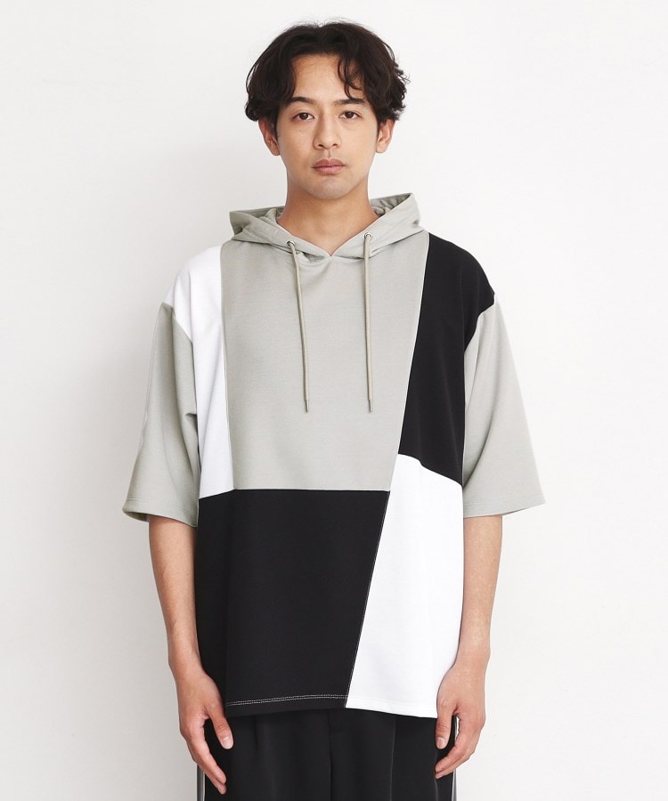 ザ ショップ ティーケー（メンズ）(THE SHOP TK(Men))のパネルブロッキング5分袖パーカー1