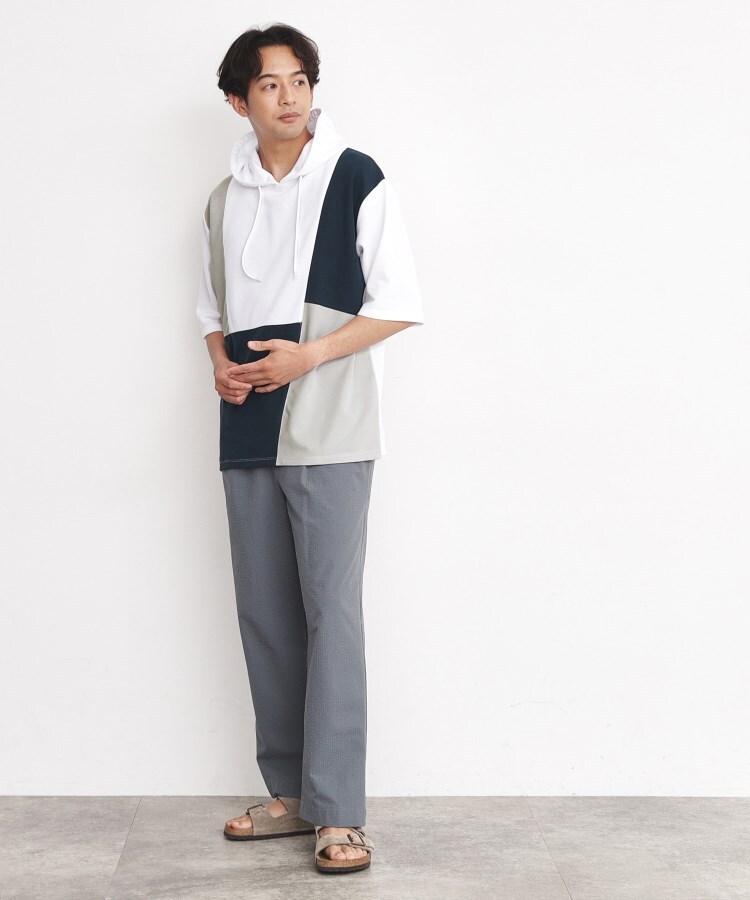 ザ ショップ ティーケー（メンズ）(THE SHOP TK(Men))のパネルブロッキング5分袖パーカー10