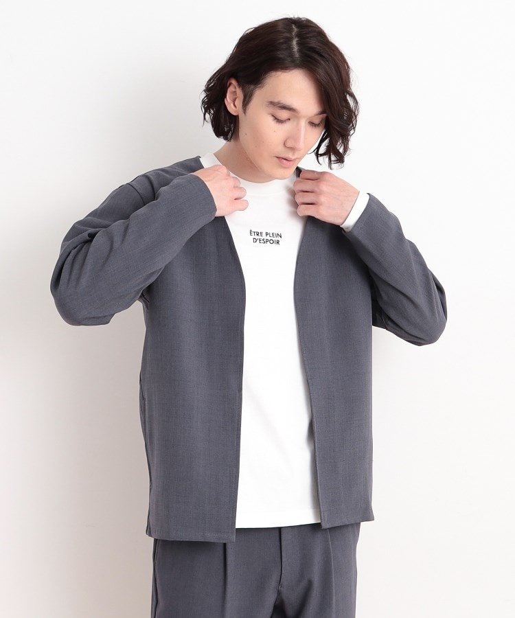 ザ ショップ ティーケー（メンズ）(THE SHOP TK(Men))の【CAVIAN/キャビアン】リサイクルシャークスキンノーカラーカーディガン セットアップ可12