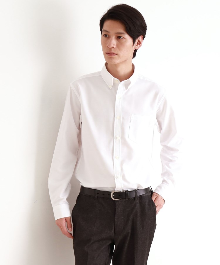 ザ ショップ ティーケー（メンズ）(THE SHOP TK(Men))の瞬乾オックスシャツ 速乾素材／ON・OFF対応 オフホワイト(003)