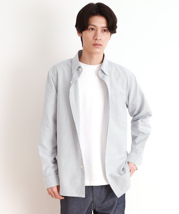 ザ ショップ ティーケー（メンズ）(THE SHOP TK(Men))の瞬乾オックスシャツ 速乾素材／ON・OFF対応 ブルー(393)