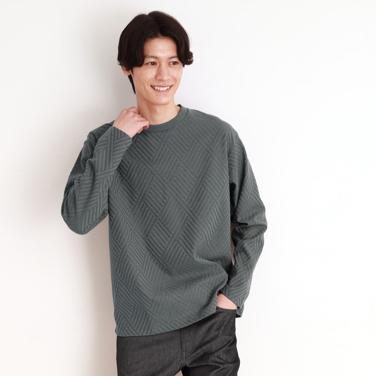ザ ショップ ティーケー（メンズ）(THE SHOP TK(Men))のリンクスジャカード長袖Tシャツ ON／OFF兼用 Ｔシャツ