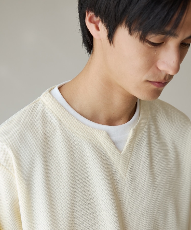 バスケット編みキーネックTシャツ(カットソー) | THE SHOP TK バスケット編みキーネックTシャツ(カットソー) | THE SHOP TK