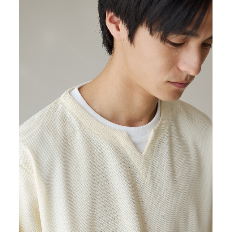 ザ ショップ ティーケー（メンズ）(THE SHOP TK(Men))のバスケット編みキーネックTシャツ カットソー