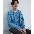 ザ ショップ ティーケー（メンズ）(THE SHOP TK(Men))のバスケット編みキーネックTシャツ ブルー(092)
