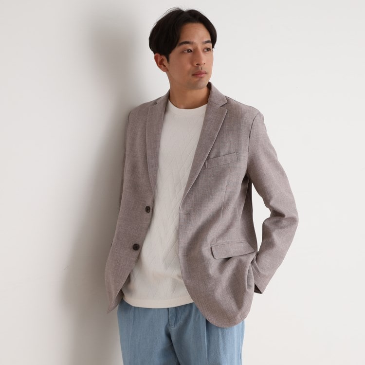 リネンライクシングルジャケット セットアップ可(テーラード リネンライクシングルジャケット セットアップ可(テーラード