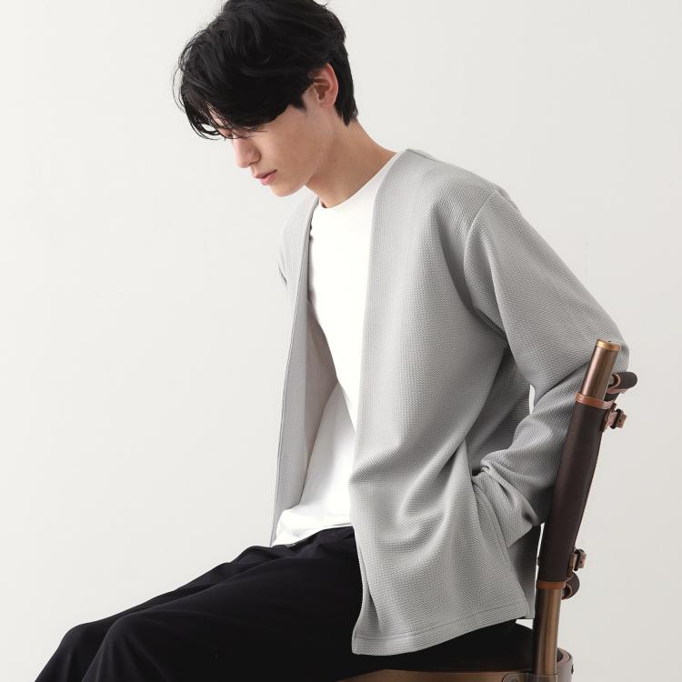 ザ ショップ ティーケー（メンズ）(THE SHOP TK(Men))のミニフクレアンサンブルカーディガン 【長袖カーディガン＋半袖Tシャツセットアイテム】 カーディガン/ボレロ