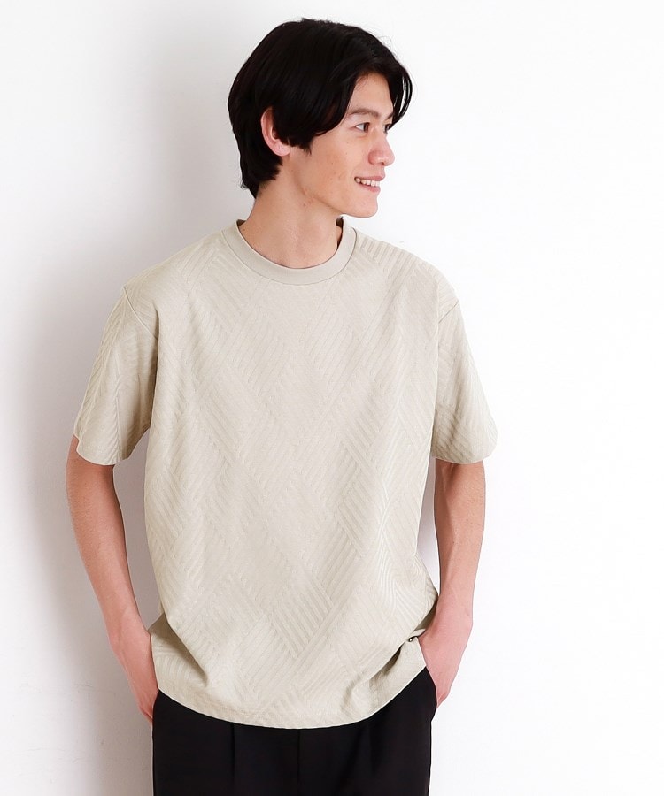 ザ ショップ ティーケー（メンズ）(THE SHOP TK(Men))のリンクスジャカード半袖Ｔシャツ ライトグレー(011)