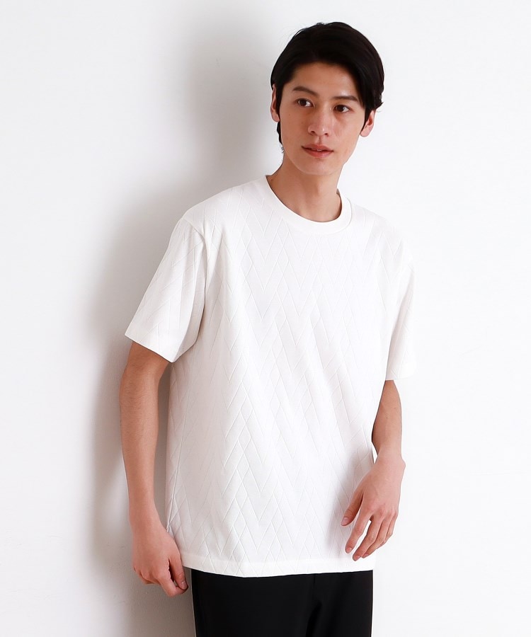 ザ ショップ ティーケー（メンズ）(THE SHOP TK(Men))のジオメトリックリンクス半袖Ｔシャツ オフホワイト(003)