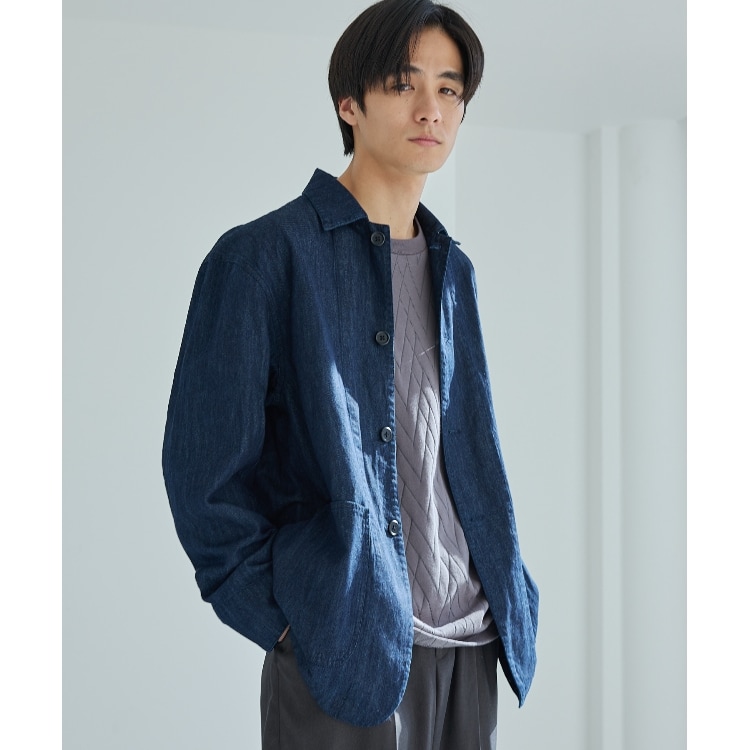 ザ ショップ ティーケー（メンズ）(THE SHOP TK(Men))の綿麻デニムカバーオール　セットアップ可 ブルゾン/ジャンバー