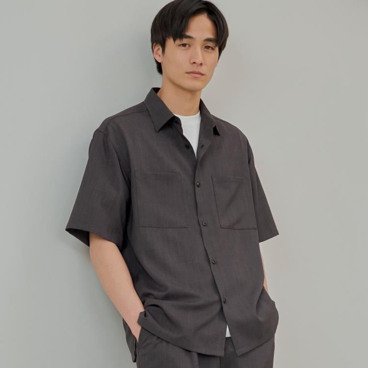 ザ ショップ ティーケー（メンズ）(THE SHOP TK(Men))のドライポリ半袖シャツ　セットアップ可/吸水速乾/軽量 カジュアルシャツ