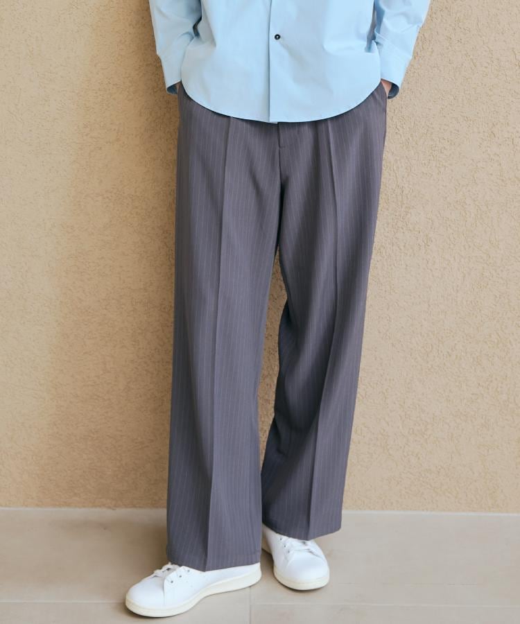 ザ ショップ ティーケー（メンズ）(THE SHOP TK(Men))のタックワイドスラックス【セットアップ可/洗濯機OK】1