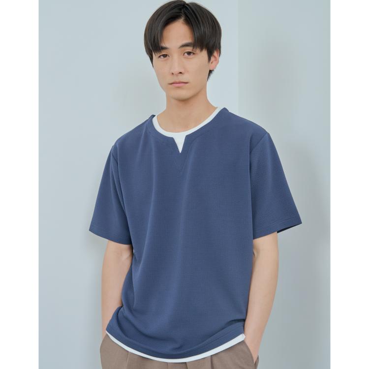ザ ショップ ティーケー（メンズ）(THE SHOP TK(Men))のミニフクレキーネック半袖Tシャツ カットソー