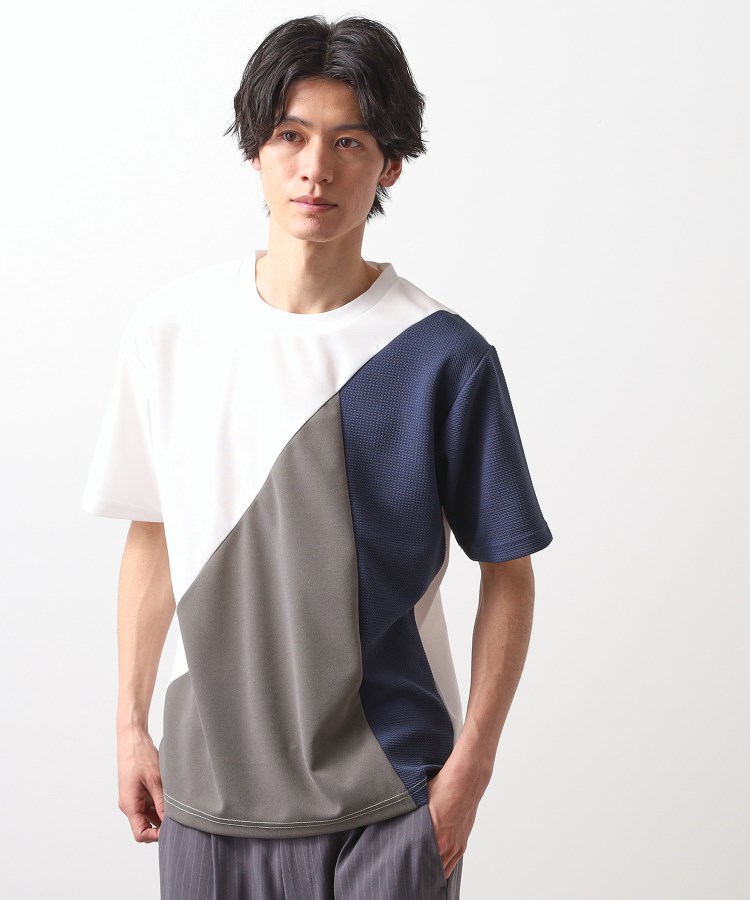 ザ ショップ ティーケー（メンズ）(THE SHOP TK(Men))のアムンゼン異素材切替半袖Tシャツ