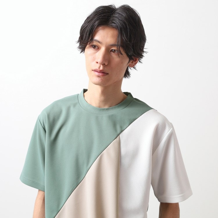 ザ ショップ ティーケー（メンズ）(THE SHOP TK(Men))のアムンゼン異素材切替半袖Tシャツ カットソー