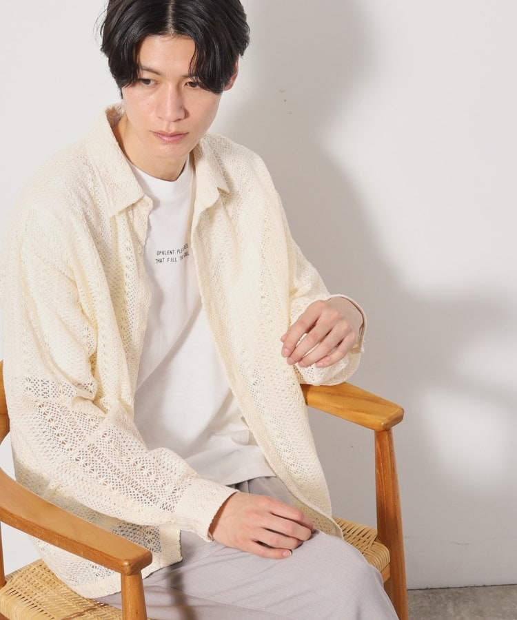 ザ ショップ ティーケー（メンズ）(THE SHOP TK(Men))のレースシャツアンサンブル長袖シャツ・半袖Tシャツセットアイテム アイボリー(004)