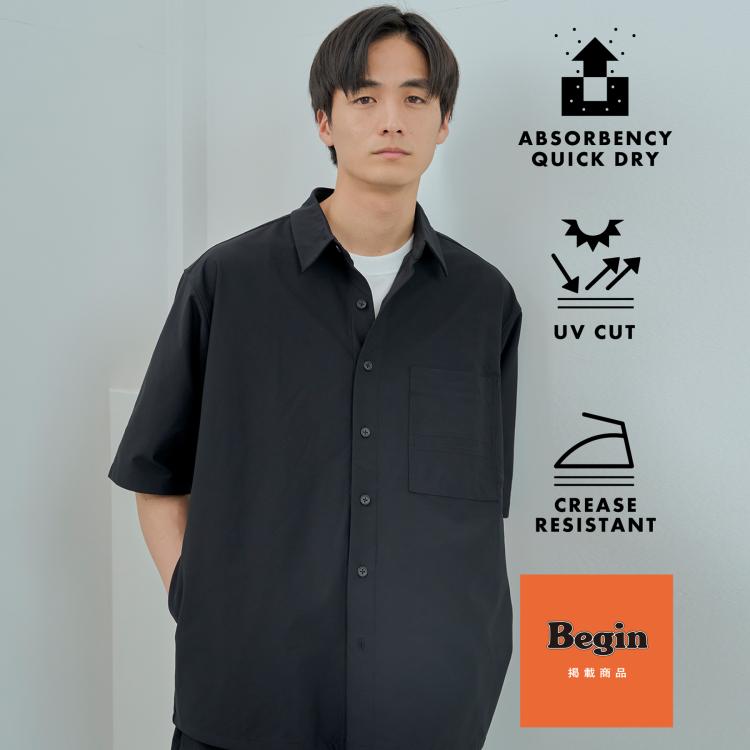 ザ ショップ ティーケー（メンズ）(THE SHOP TK(Men))の【Begin6月号掲載】パーフェクテックツイル5分袖シャツ【セットアップ可/吸水速乾/UVカット/アンチピリング】 カジュアルシャツ